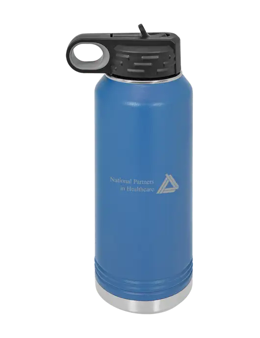 Polar Camel 32 oz Powder Coated Royal Vacuum Insulated Water Bottle w/NPH Logo