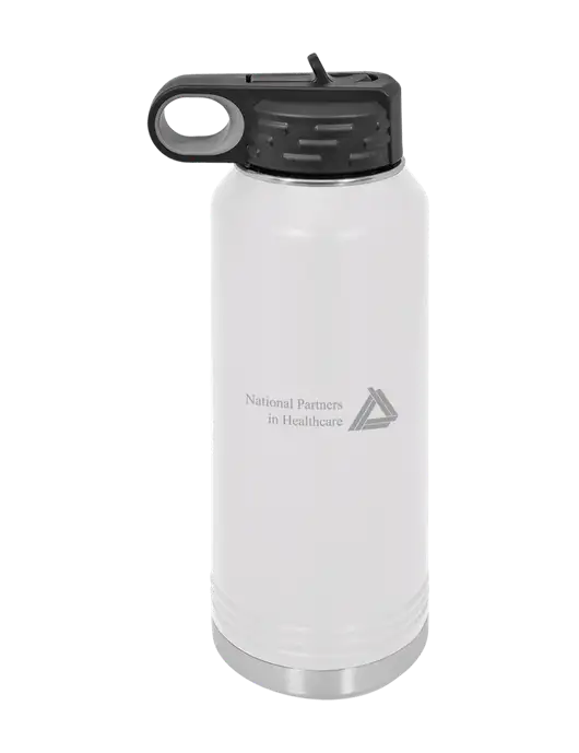 Polar Camel 32 oz Powder Coated White Vacuum Insulated Water Bottle w/NPH Logo