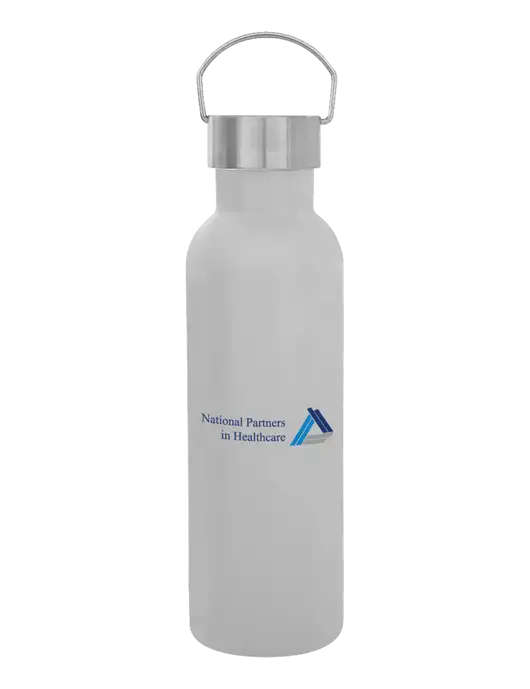 28 oz White Bubbli Stainless Steel Bottle w/NPH Logo